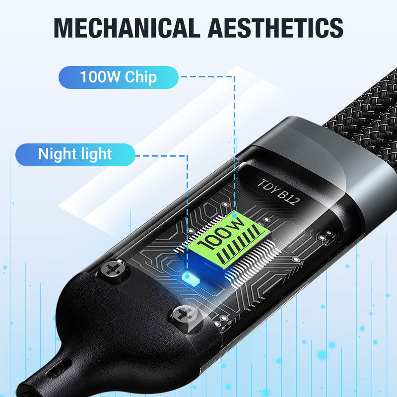 ⚡ Transparent 3-in-1 Fast Charging Cable – LED Light-Up Multi-Device Charging Cord