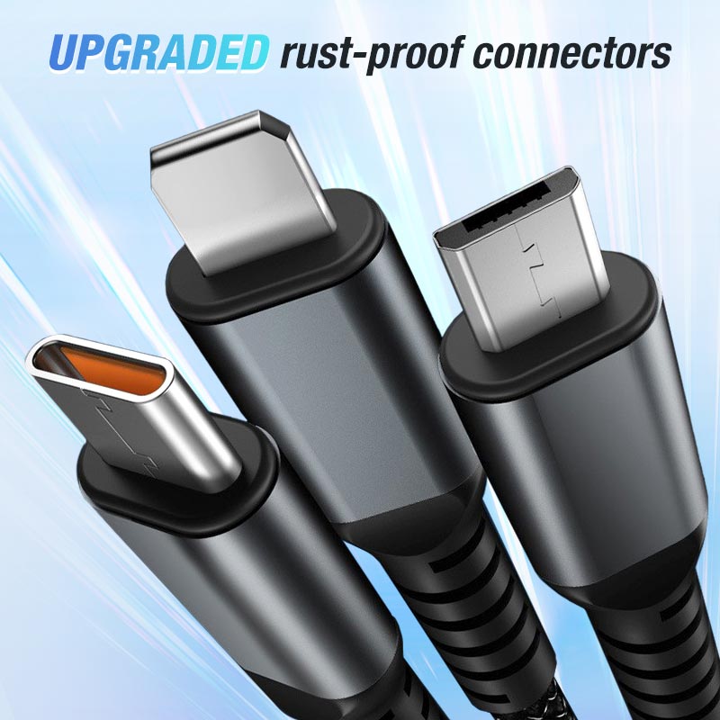 ⚡ Transparent 3-in-1 Fast Charging Cable – LED Light-Up Multi-Device Charging Cord