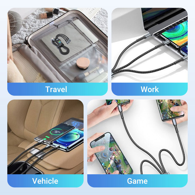 ⚡ Transparent 3-in-1 Fast Charging Cable – LED Light-Up Multi-Device Charging Cord